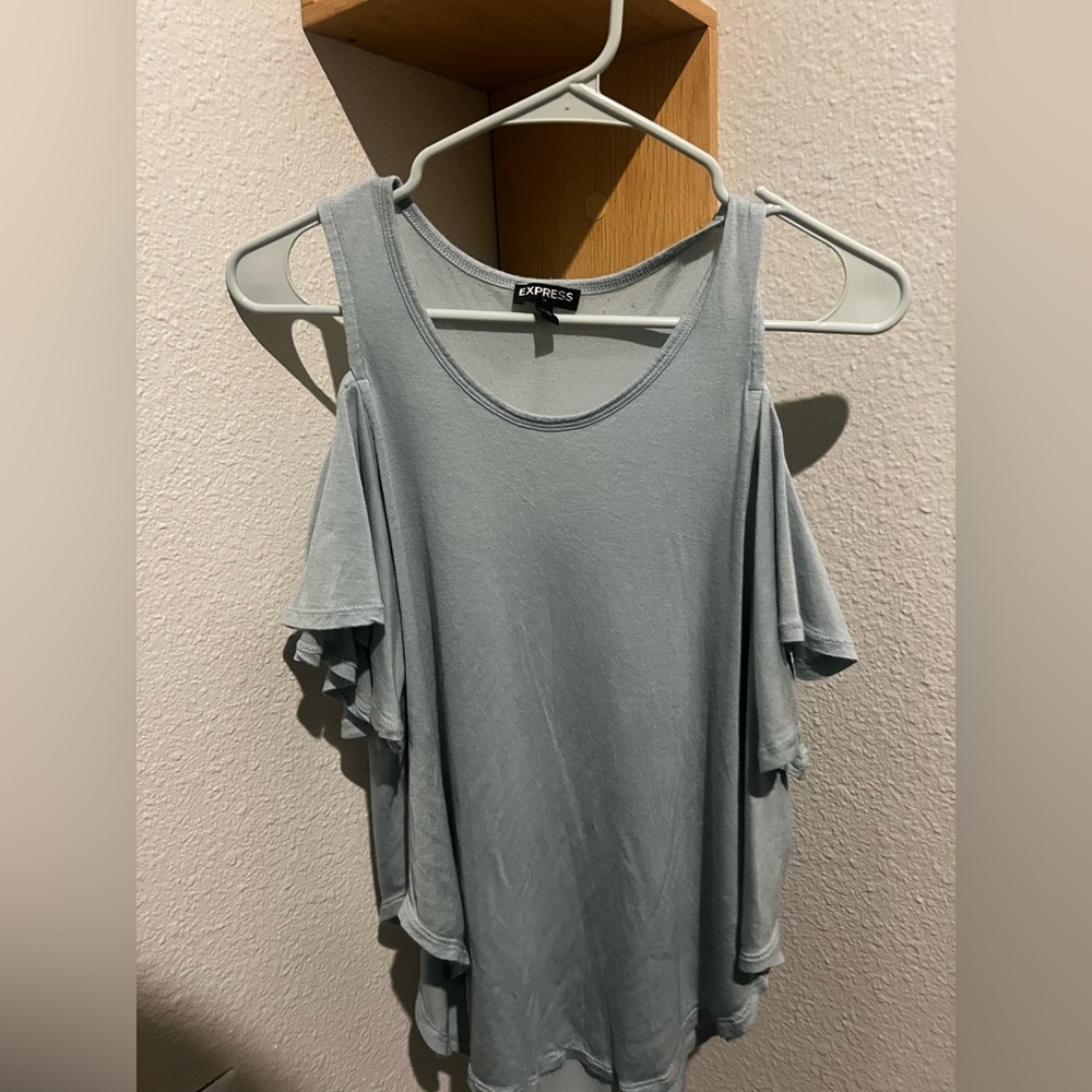 Express Women's Light Blue Cold Shoulder Blouse